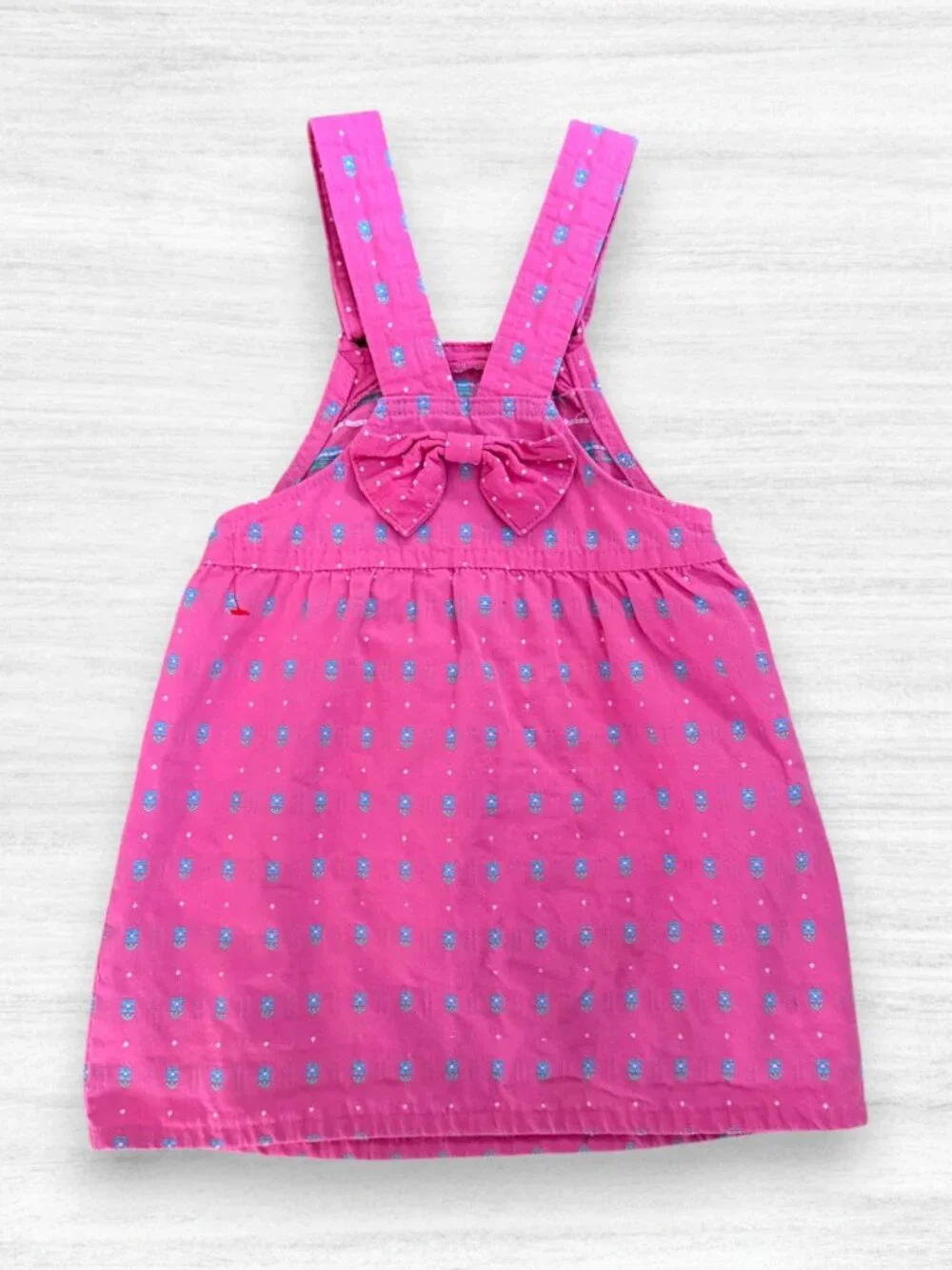 Vintage OshKosh Vestpak 90s Pink Floral Overall Jumper Dress Girls 4 USA Bow